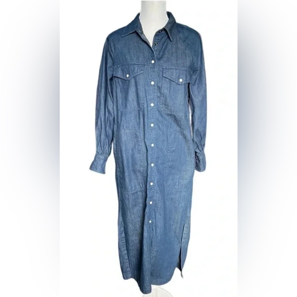BANANA REPUBLIC Long Sleeve Denim Maxi Shirt Dress Size Small